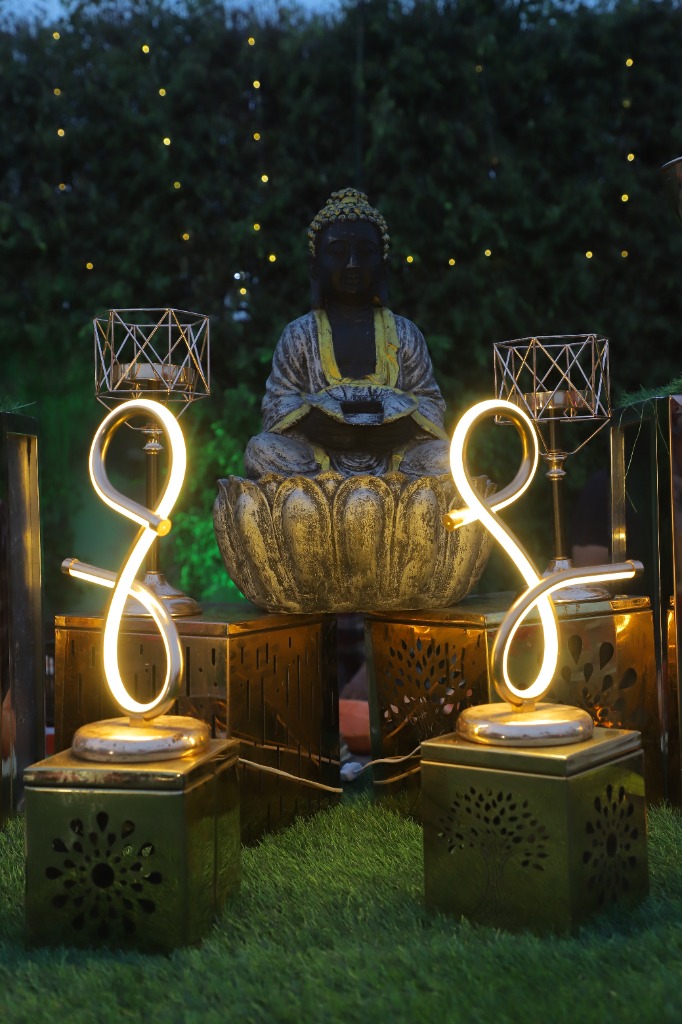 Mohan Vatika Decorative Buddha Centerpiece with Ambient Lighting