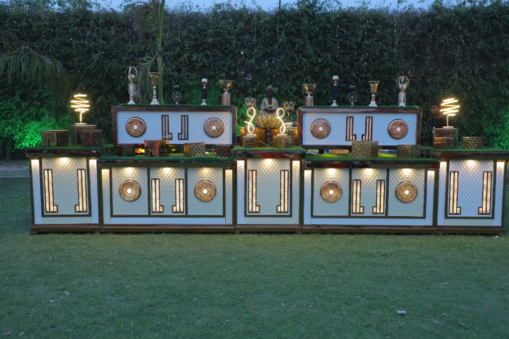 Mohan Vatika Illuminated Luxury Buffet Counter Setup